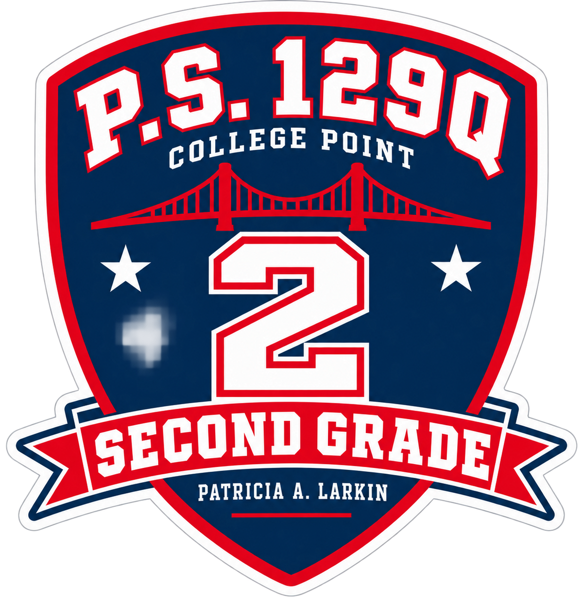 P.S. 129Q Second Grade Sticker Pack – 3-Piece College Point Set in Navy, Red and White