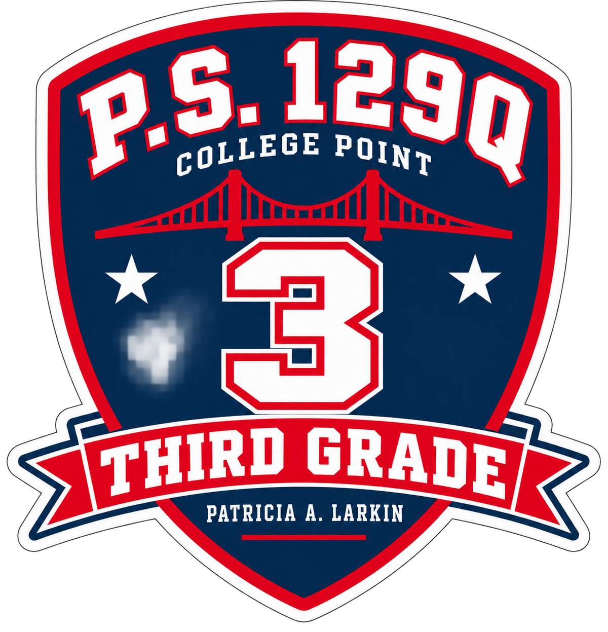 P.S. 129Q Third Grade Sticker Pack – 3-Piece College Point Set in Navy, Red and White