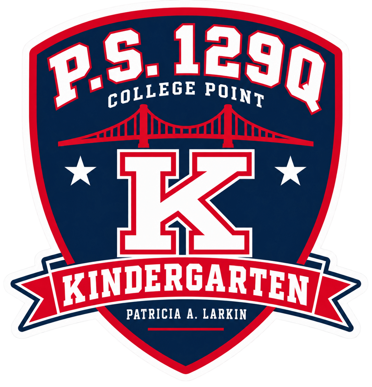P.S. 129Q Kindergarten Sticker Pack – 3-Piece College Point Set in Navy, Red and White