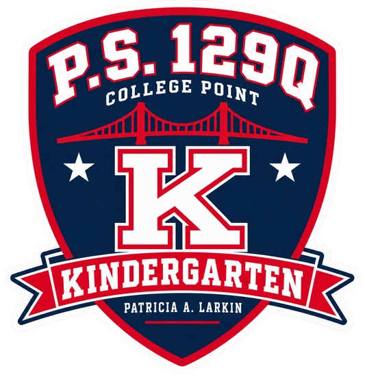 P.S. 129Q Kindergarten Sticker Pack – 3-Piece College Point Set in Navy, Red and White