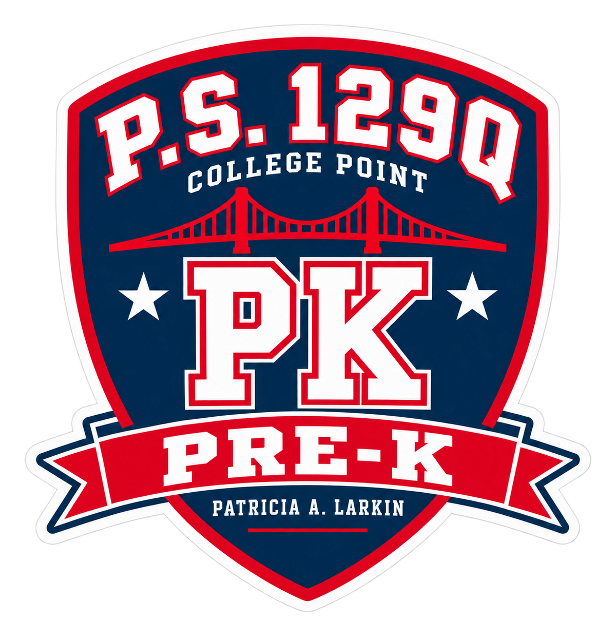 P.S. 129Q Pre-K Sticker Pack – 3-Piece College Point Set in Navy, Red and White