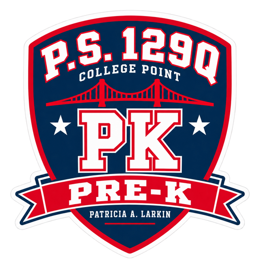 P.S. 129Q Pre-K Sticker Pack – 3-Piece College Point Set in Navy, Red and White
