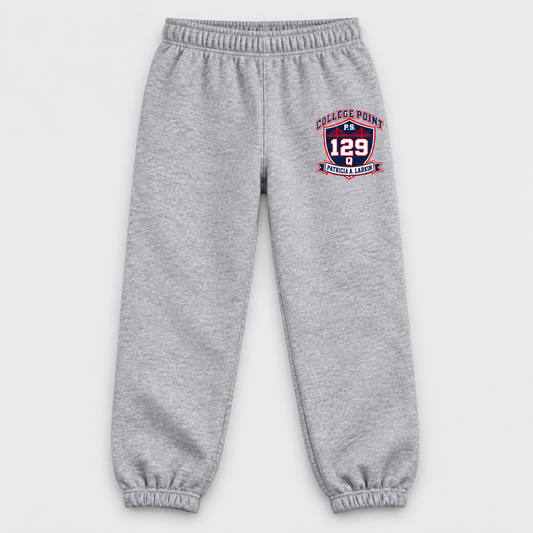 P.S. 129Q Youth Sweatpants – College Point Bridge Crest in Sport Grey