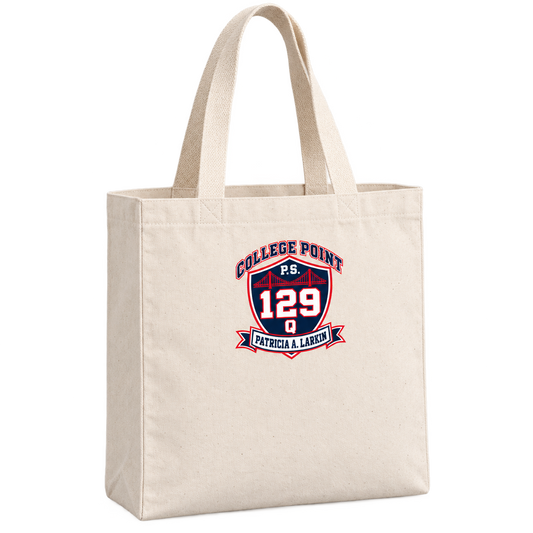 P.S. 129Q Canvas Tote Bag – College Point Bridge Crest in Natural