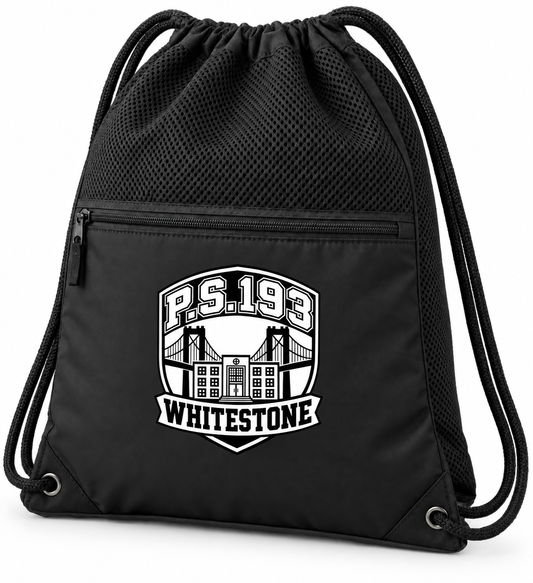 P.S. 193 Polyester Zippered Cinch Bag in Black