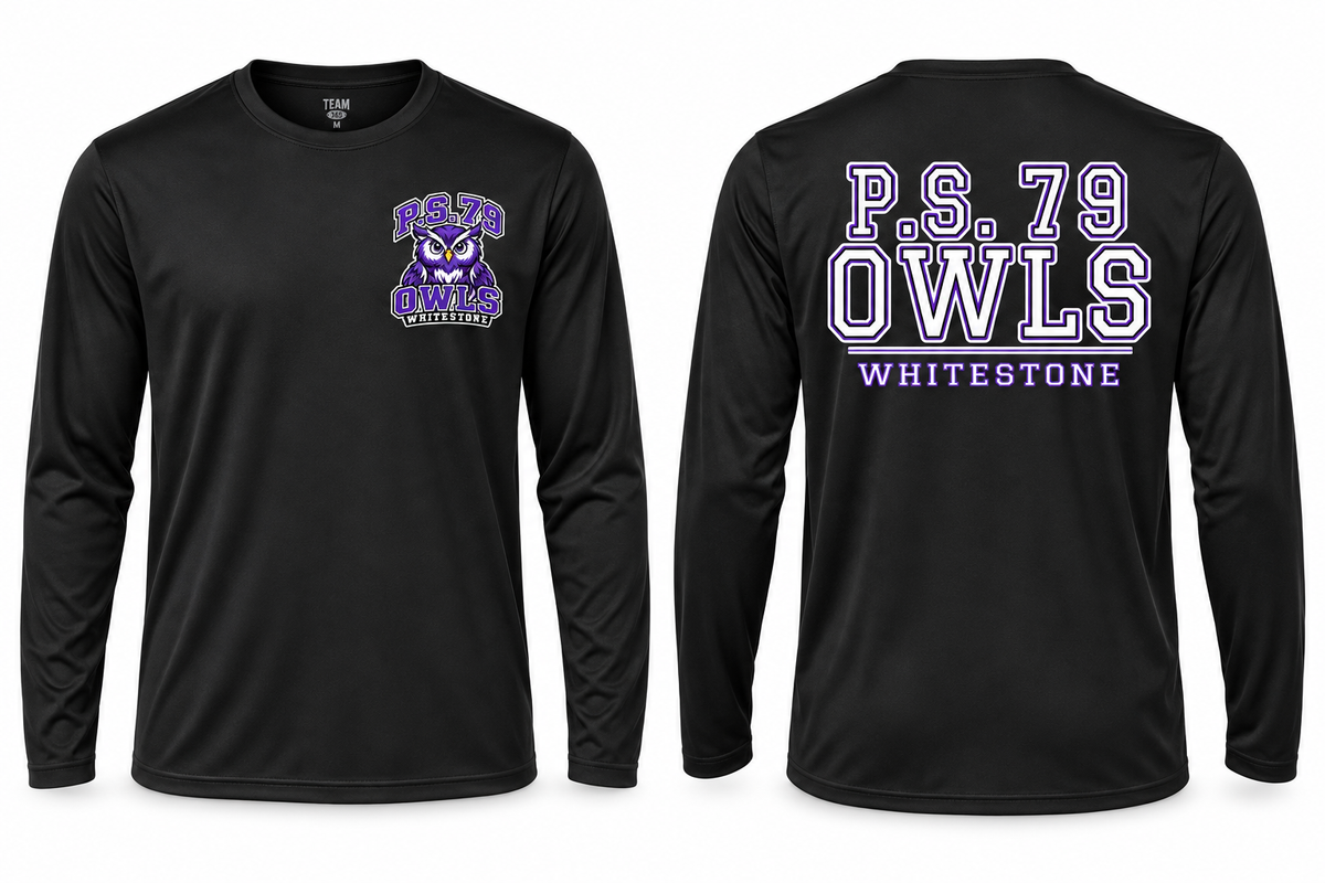 P.S. 79 Owls Adult Performance Long Sleeve in Black