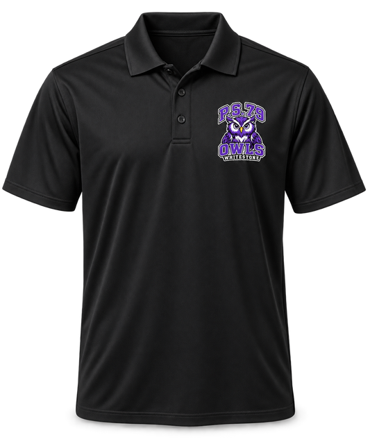 P.S. 79 Owls Adult Performance Polo in Black