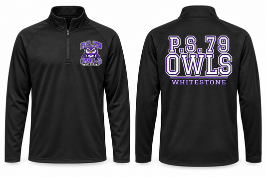 P.S. 79 Owls Adult Performance Quarter-Zip in Black