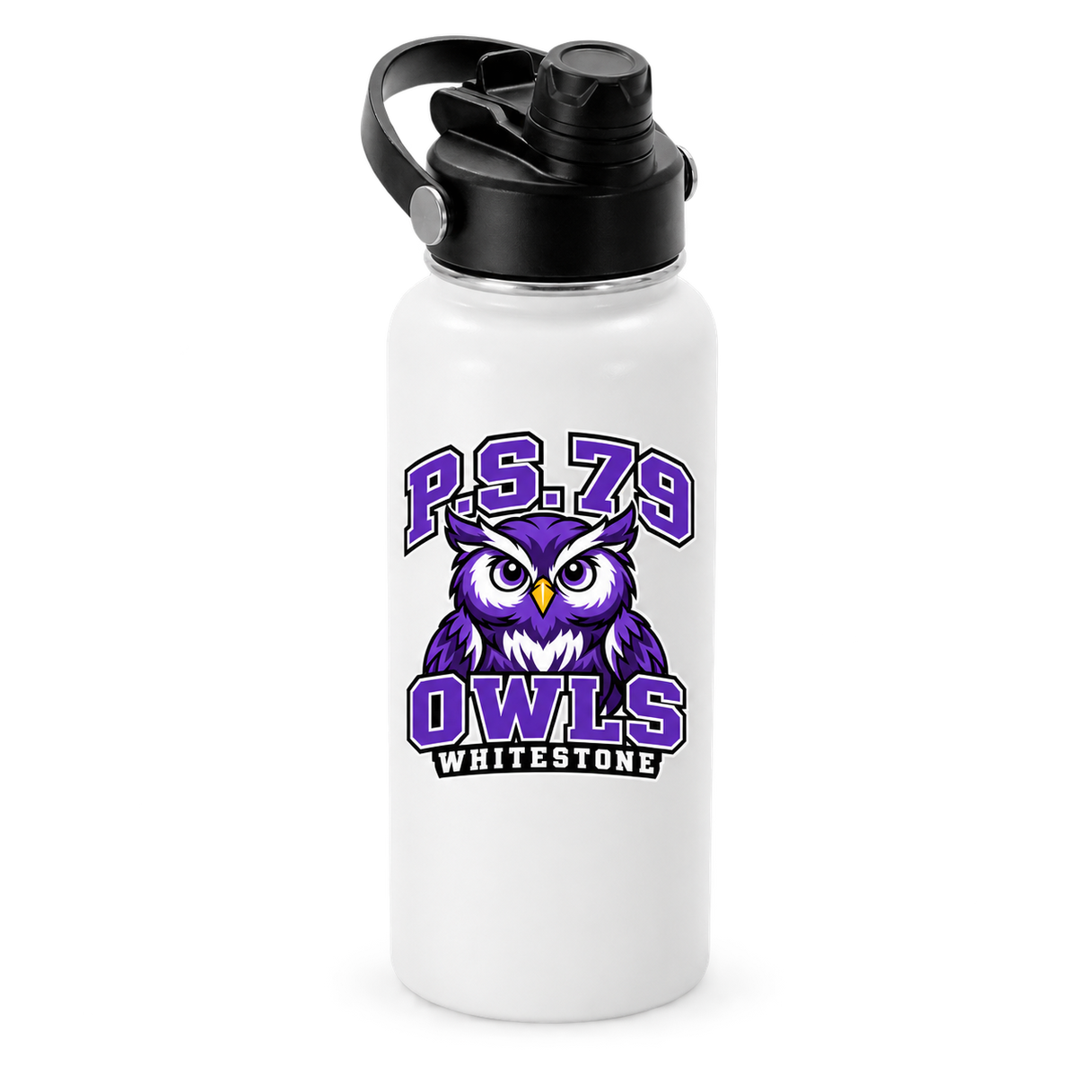 P.S. 79 Owls 32oz Dual-Lid Water Bottle in White