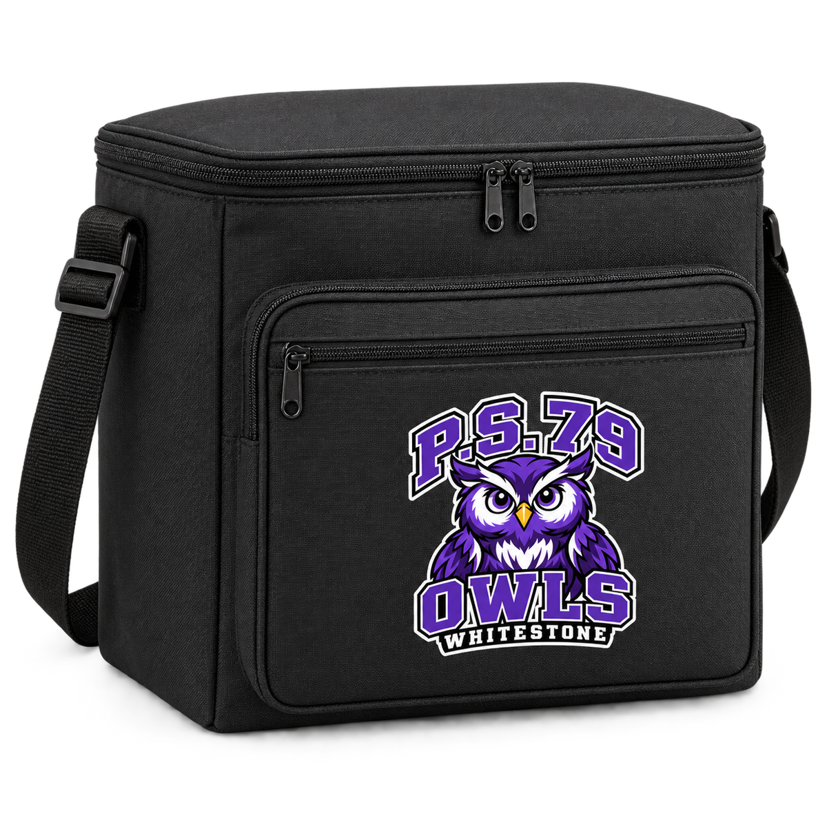 P.S. 79 Owls 12-Can Zippered Cooler Bag in Black