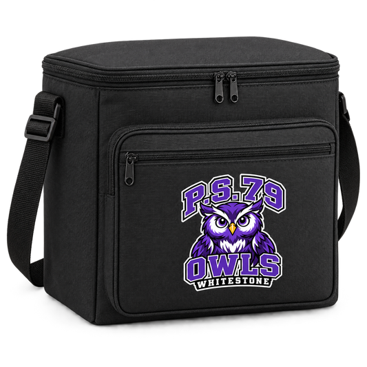 P.S. 79 Owls 12-Can Zippered Cooler Bag in Black