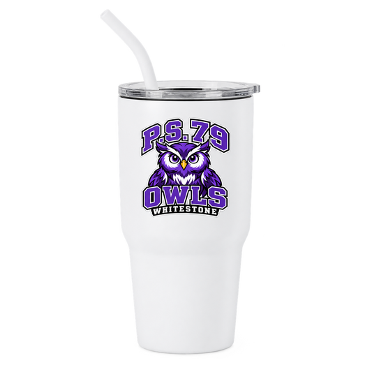 P.S. 79 Owls 30oz Travel Tumbler in White