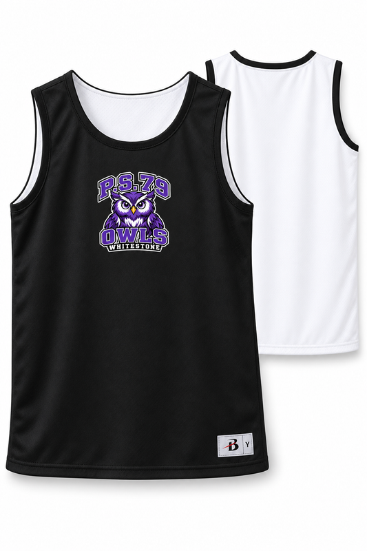P.S. 79 Owls Youth Reversible Basketball Tank in Black / White