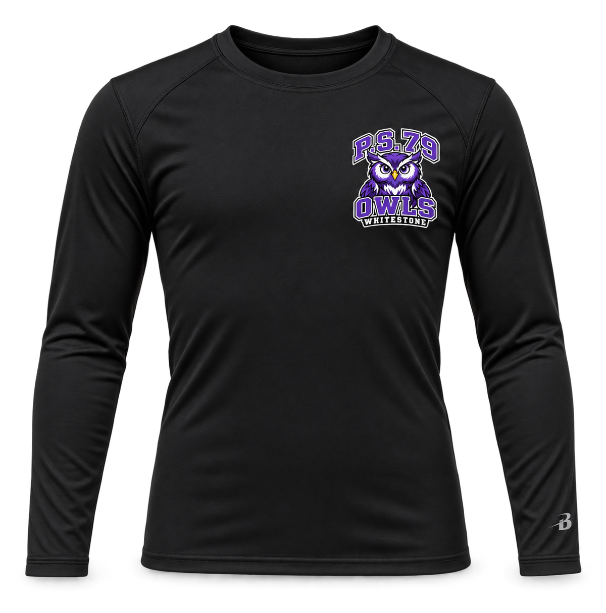 P.S. 79 Owls Youth Compression Long Sleeve in Black