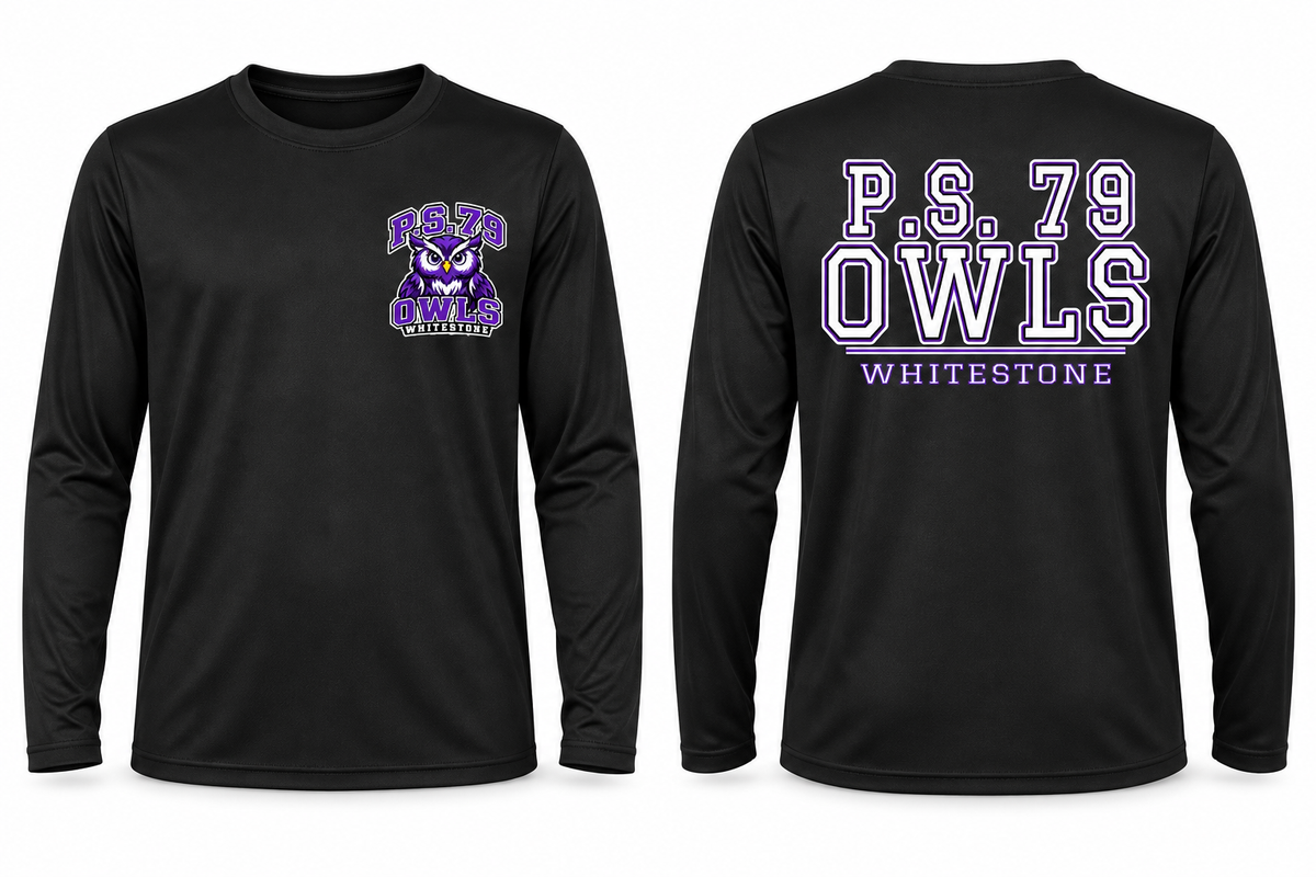 P.S. 79 Owls Youth Performance Long Sleeve in Black
