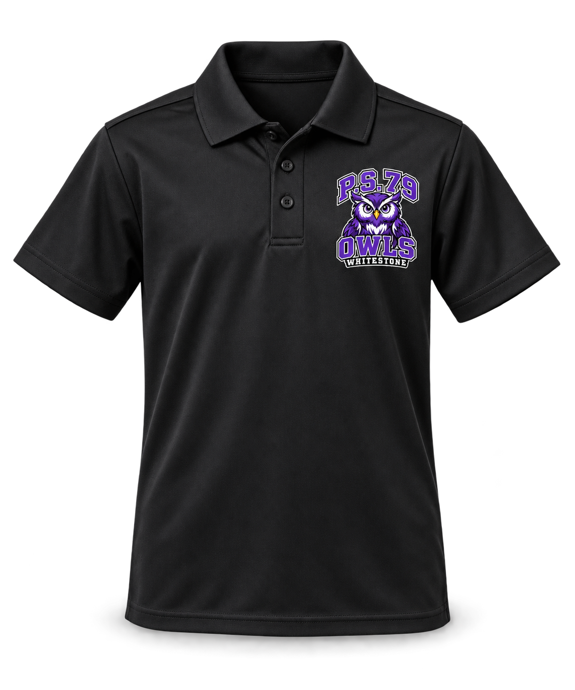 P.S. 79 Owls Youth Performance Polo in Black