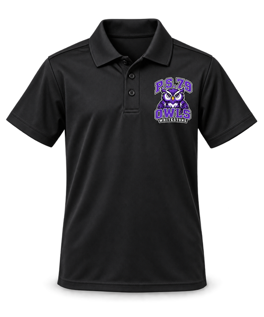 P.S. 79 Owls Youth Performance Polo in Black