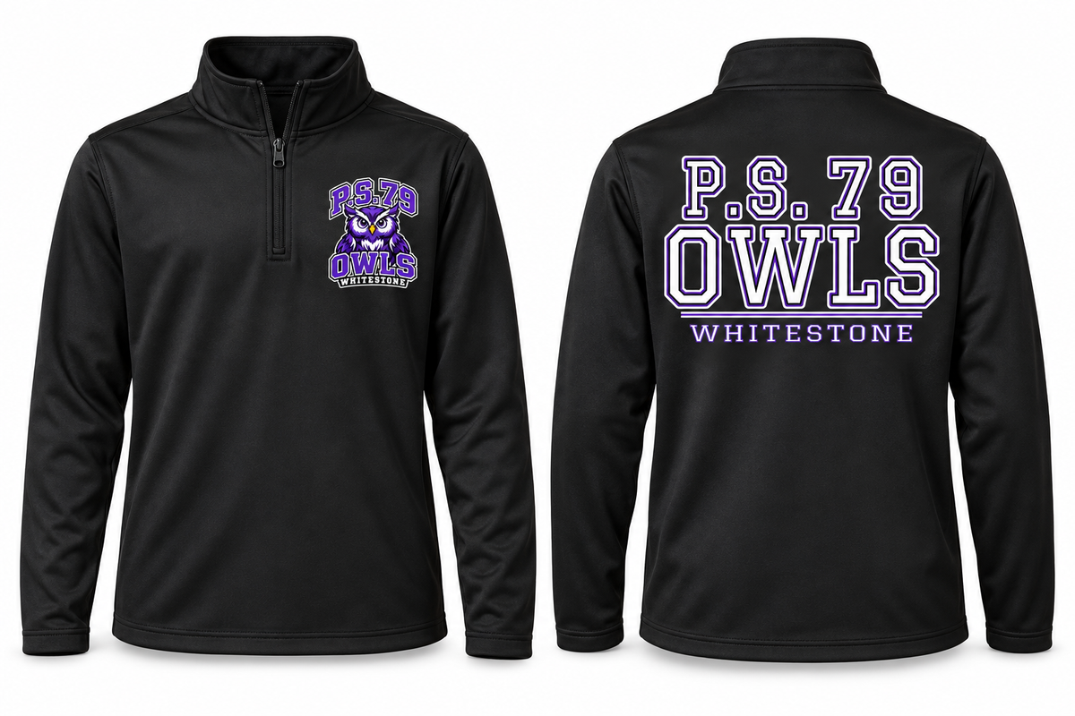 P.S. 79 Owls Youth Performance Quarter-Zip in Black