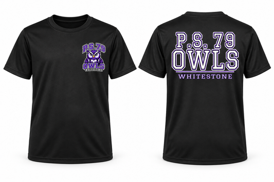 P.S. 79 Owls Youth Performance T-Shirt in Black