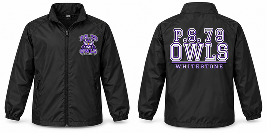 P.S. 79 Owls Youth Lightweight Windbreaker in Black