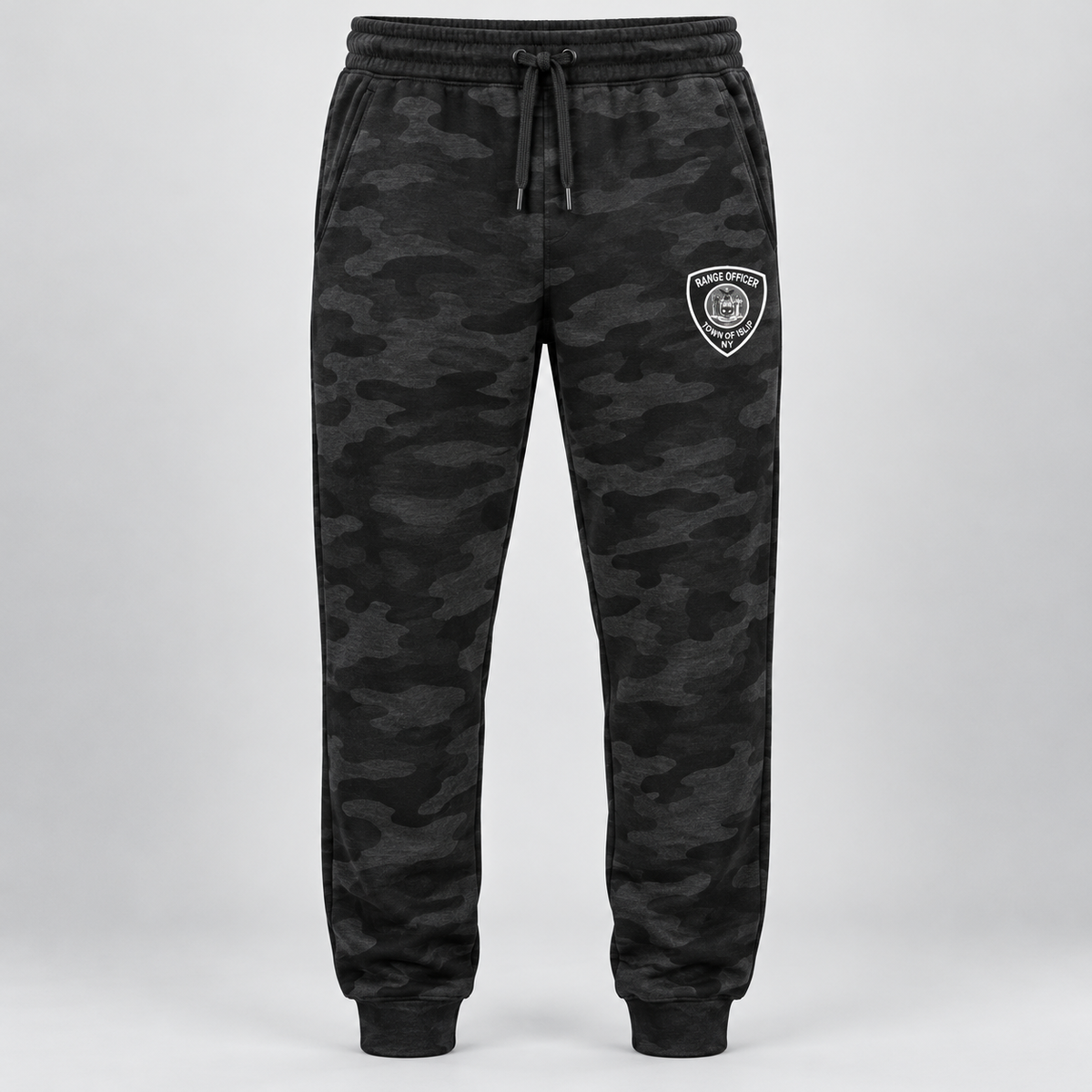 Town of Islip Range Officer Independent Trading Joggers - Black Camo / white shield