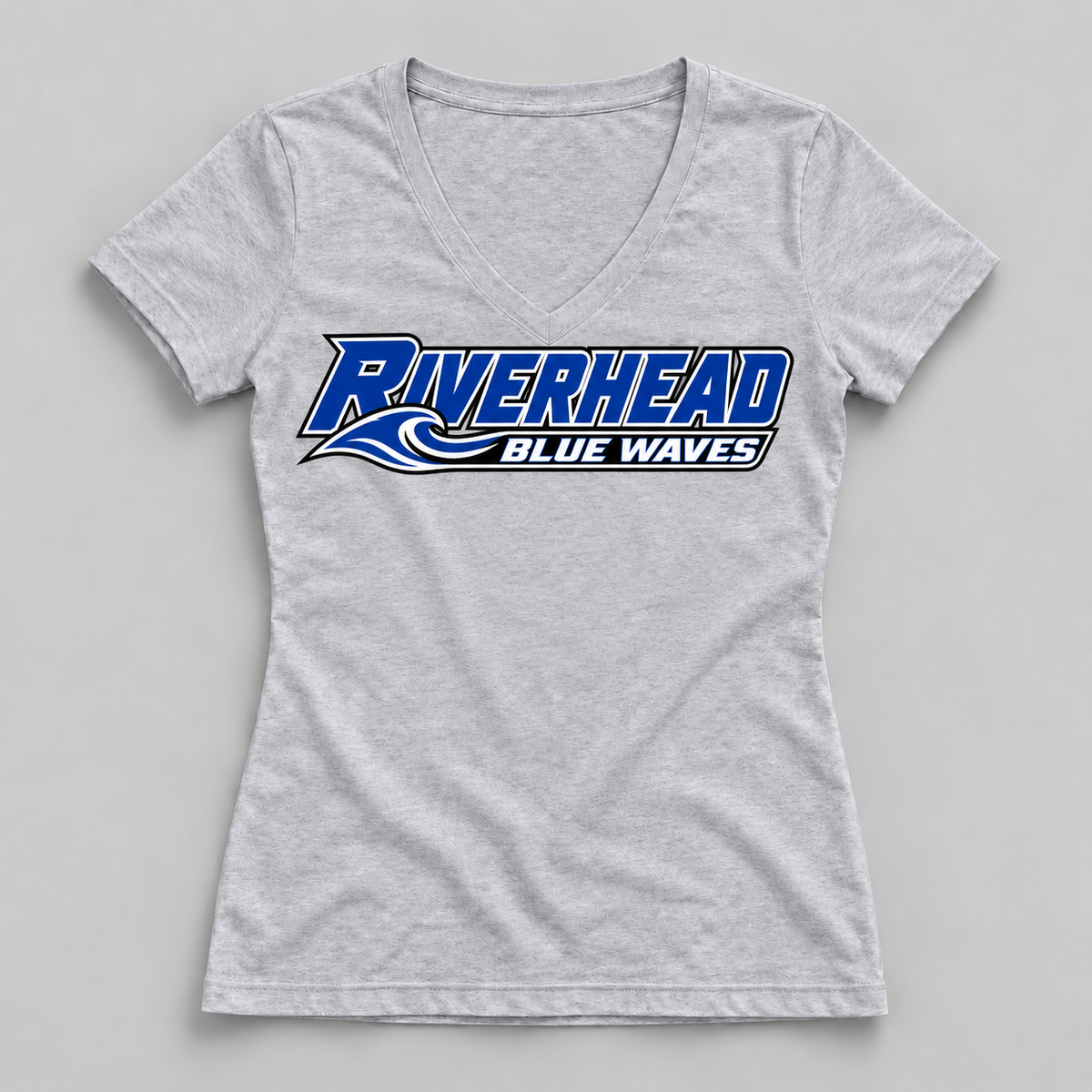 Riverhead Blue Waves pro slant women's V-neck T-shirt in Athletic Heather, front view