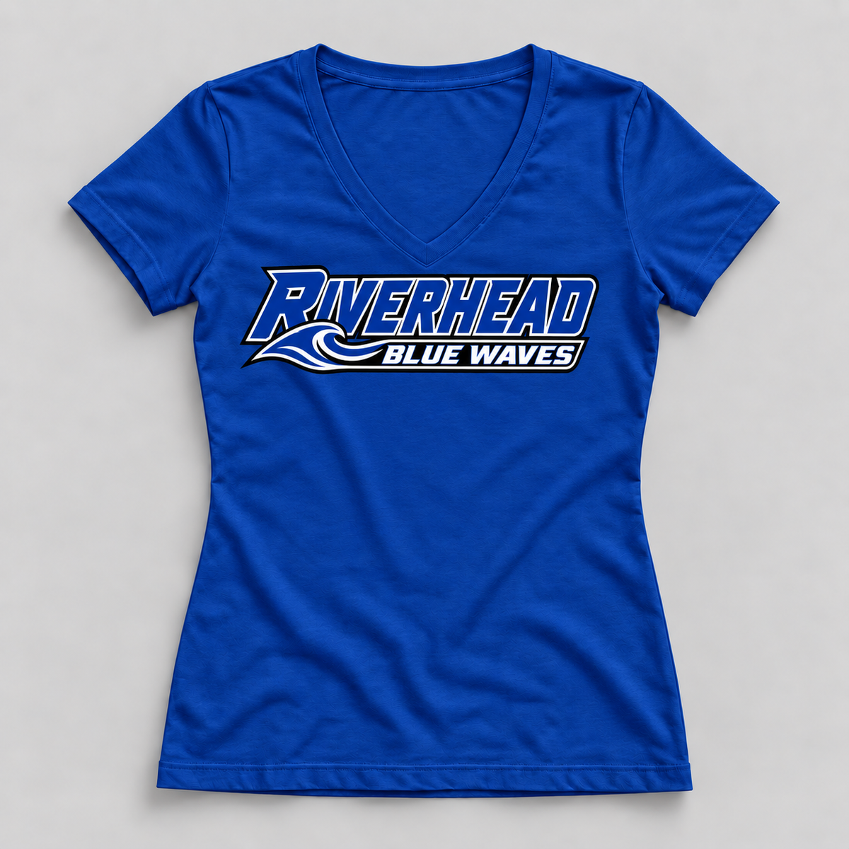 Riverhead Blue Waves pro slant women's V-neck T-shirt in Royal, front view