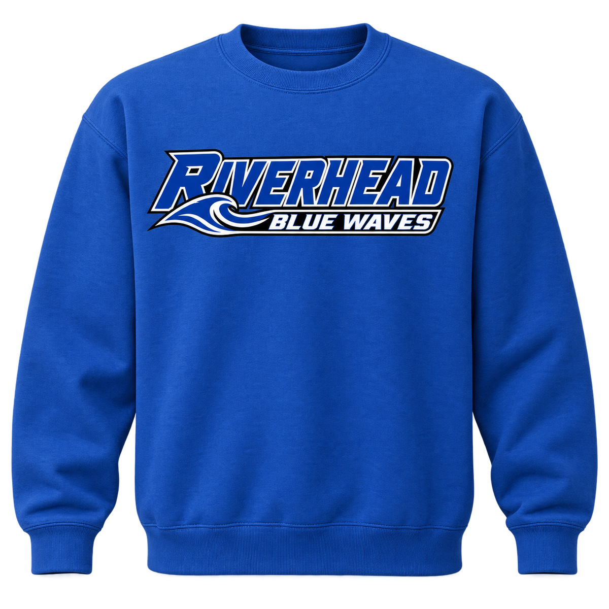 Riverhead Blue Waves Pro Slant adult crewneck sweatshirt in Royal, front view