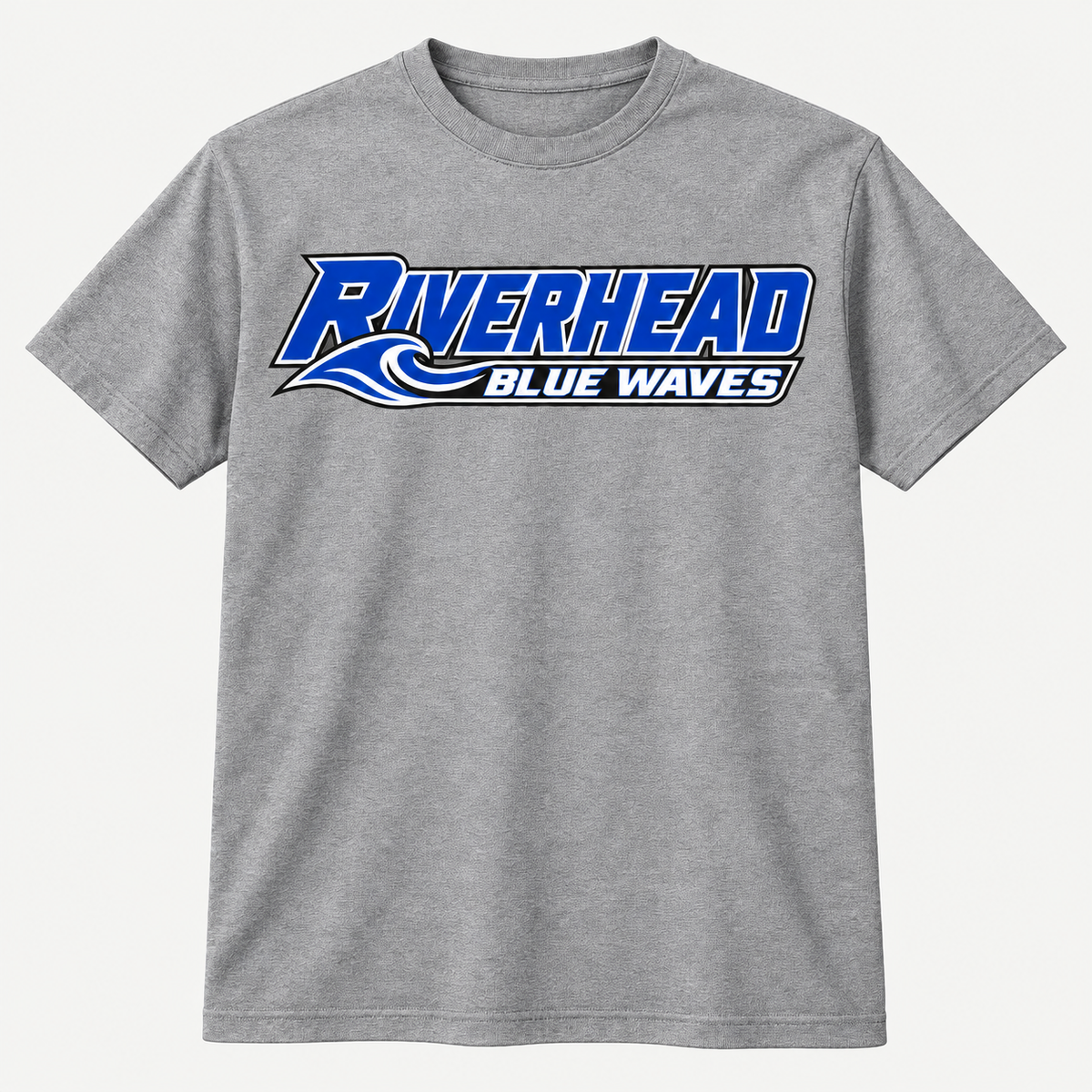 Riverhead Blue Waves pro slant adult unisex T-shirt in Sport Grey, front view