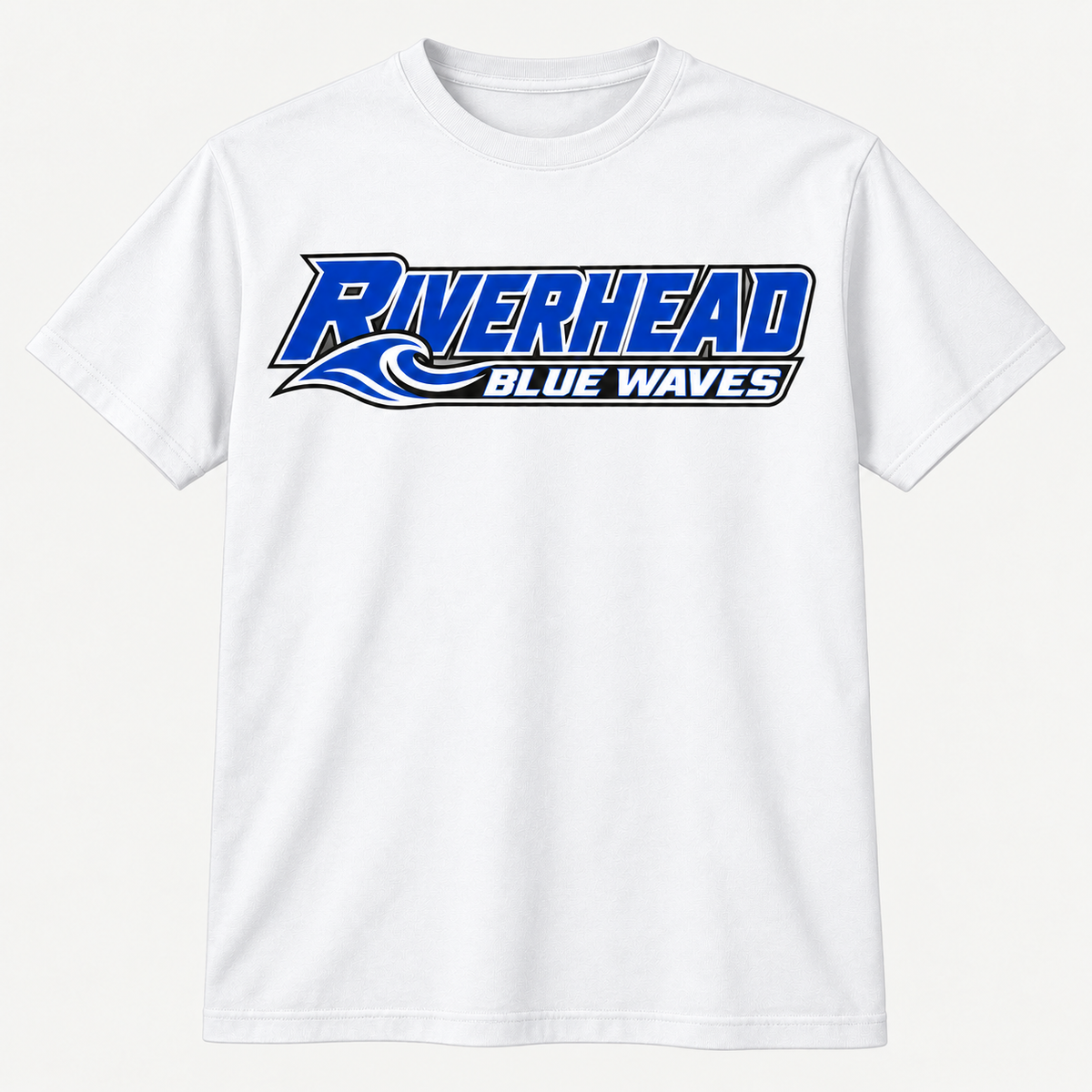 Riverhead Blue Waves pro slant adult unisex T-shirt in White, front view