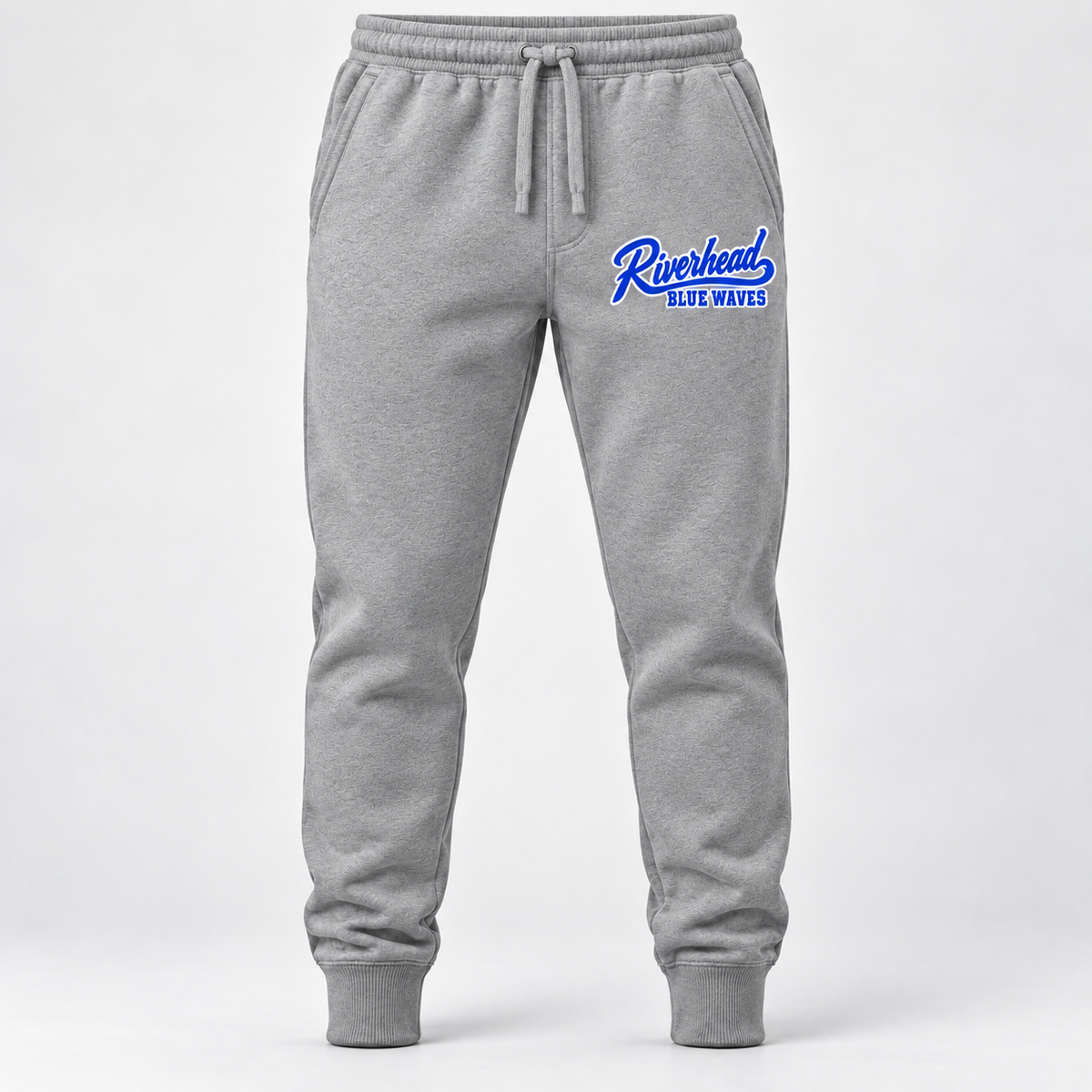 Riverhead Blue Waves baseball script jog-Grey Heather