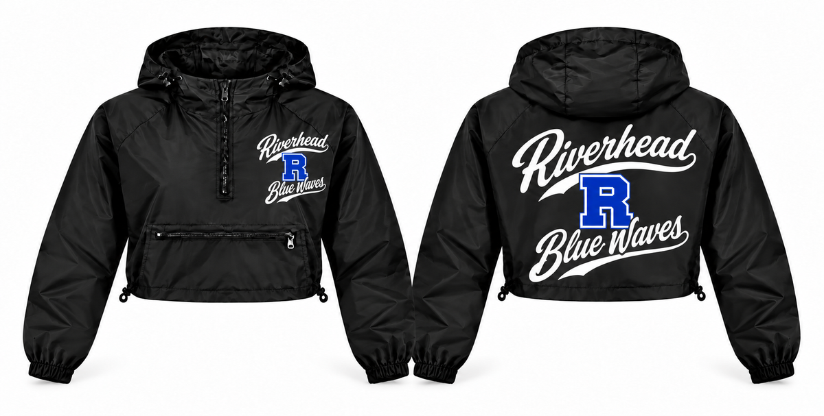 Riverhead Blue Waves windbreaker front and back