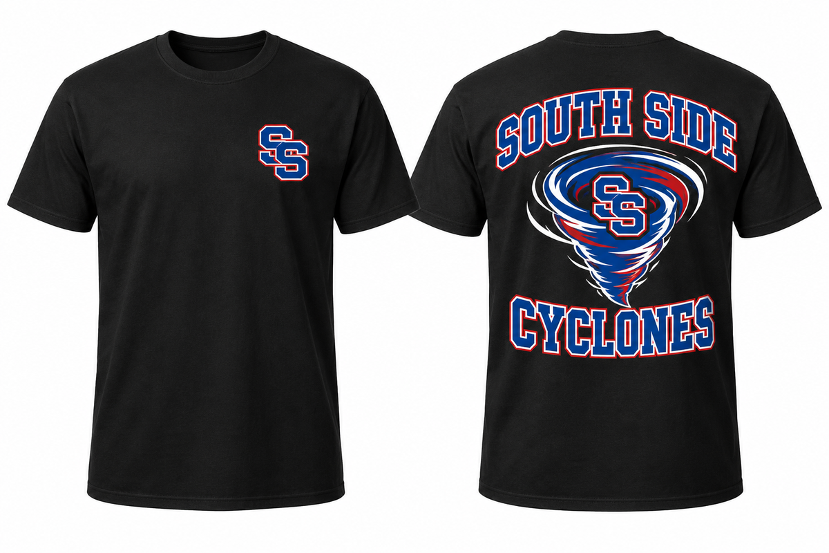SOUTH SIDE CYCLONES black tee front and back