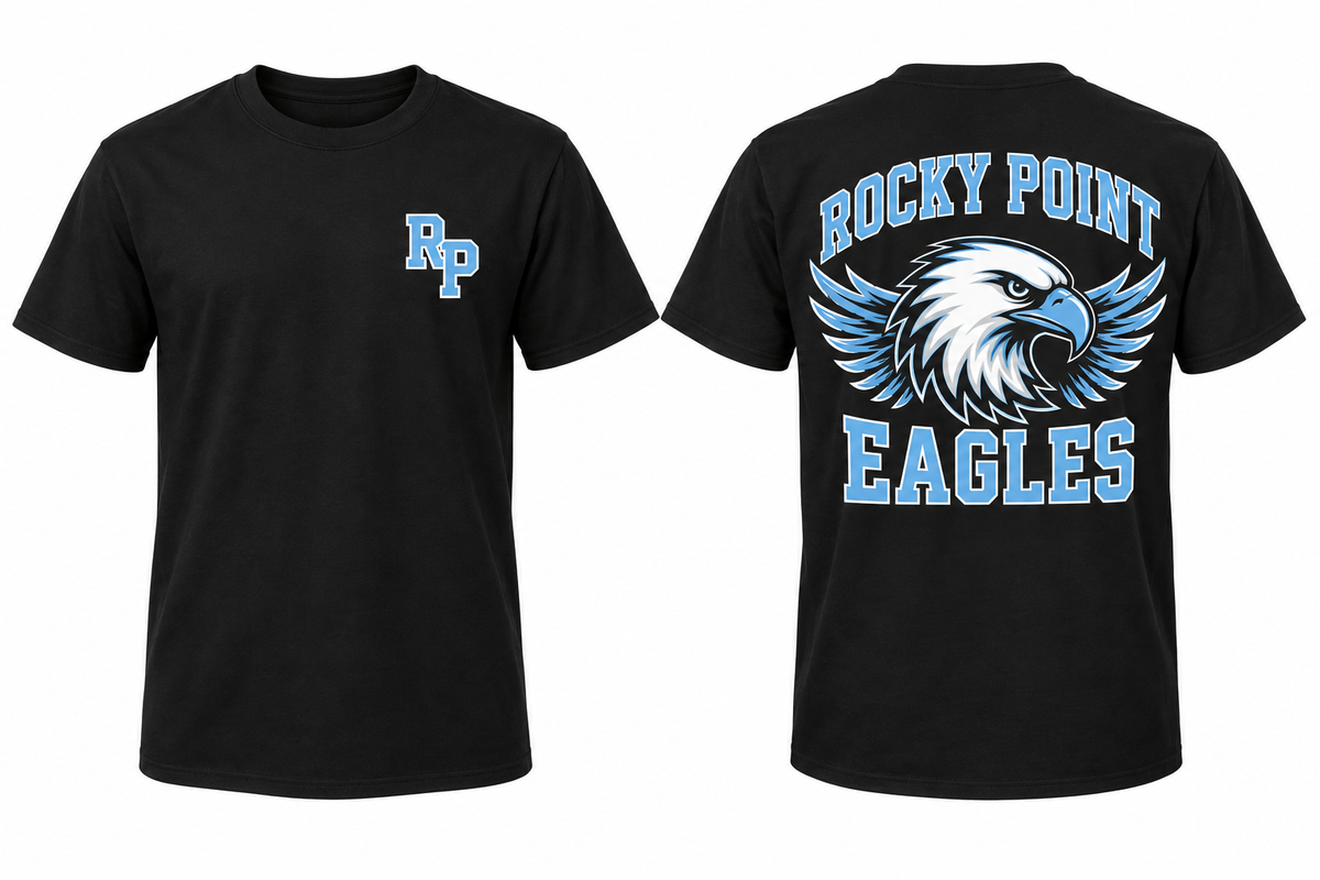 ROCKY POINT EAGLES black tee front and back