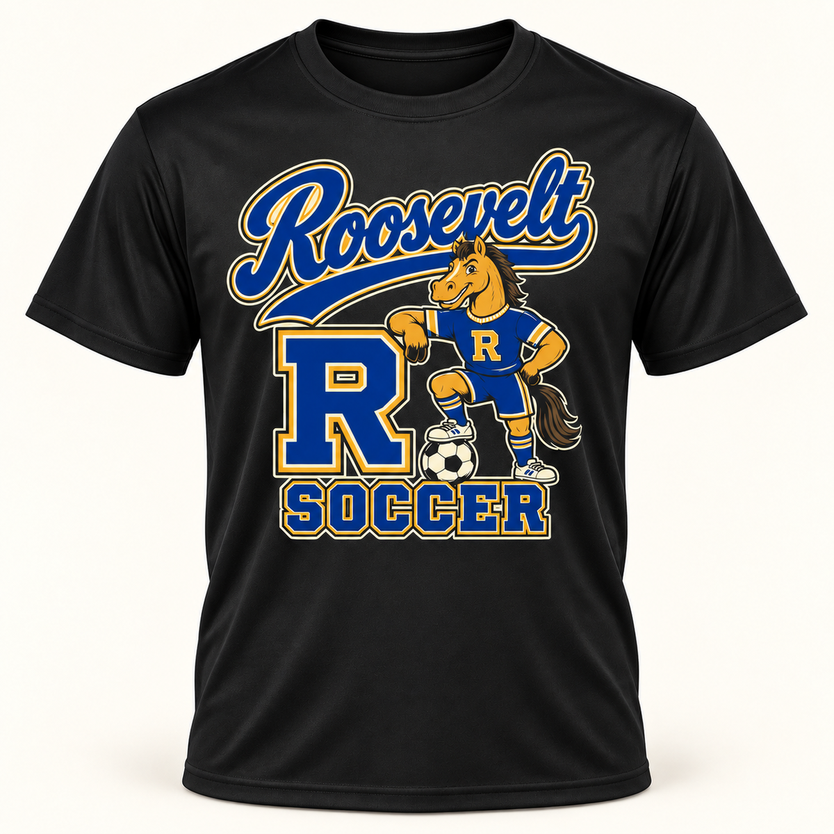 Roosevelt retro-soccer performance in Black, digital product mockup
