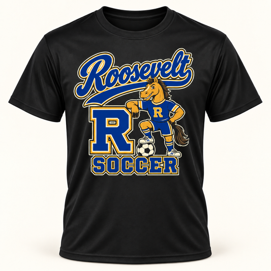 Roosevelt retro-soccer performance in Black, digital product mockup