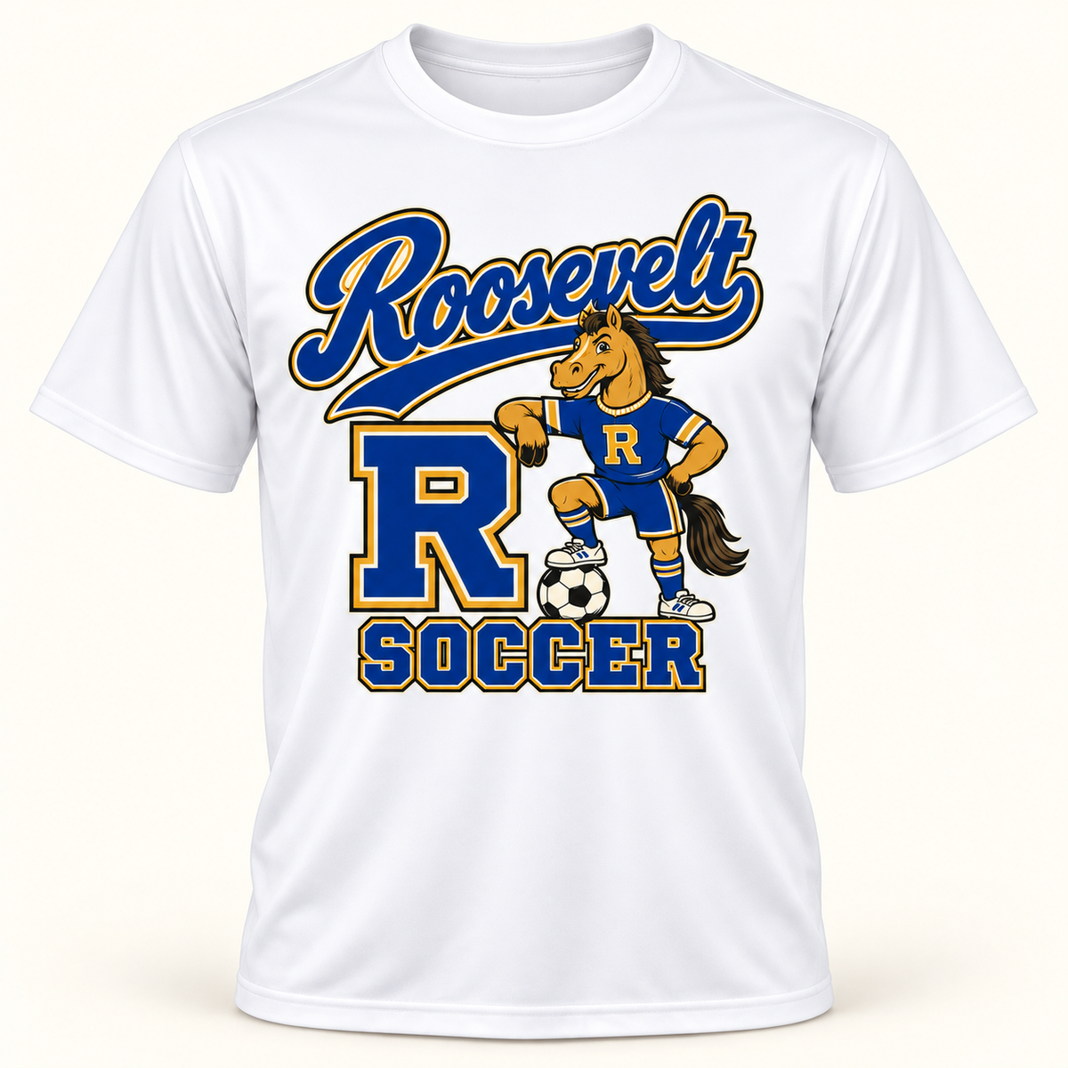 Roosevelt retro-soccer performance in White, digital product mockup