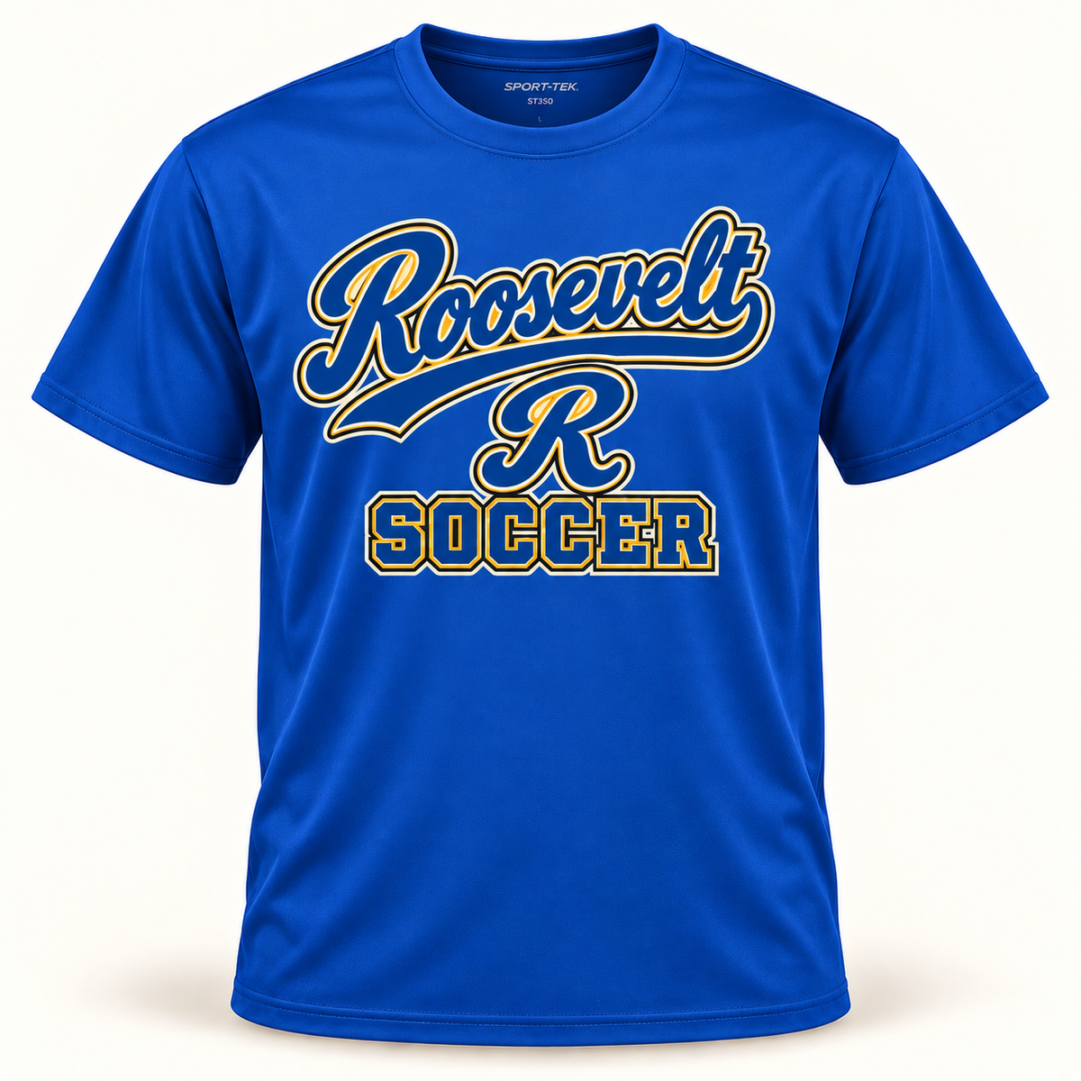 Roosevelt script-varsity performance in Royal Blue, digital product mockup