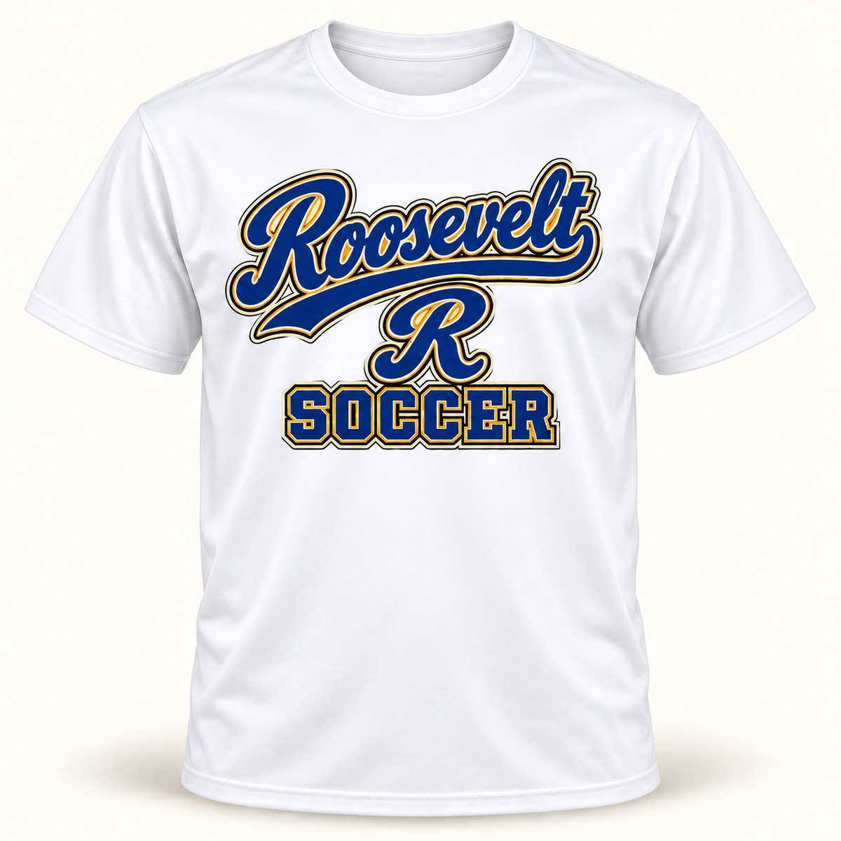 Roosevelt script-varsity performance in White, digital product mockup