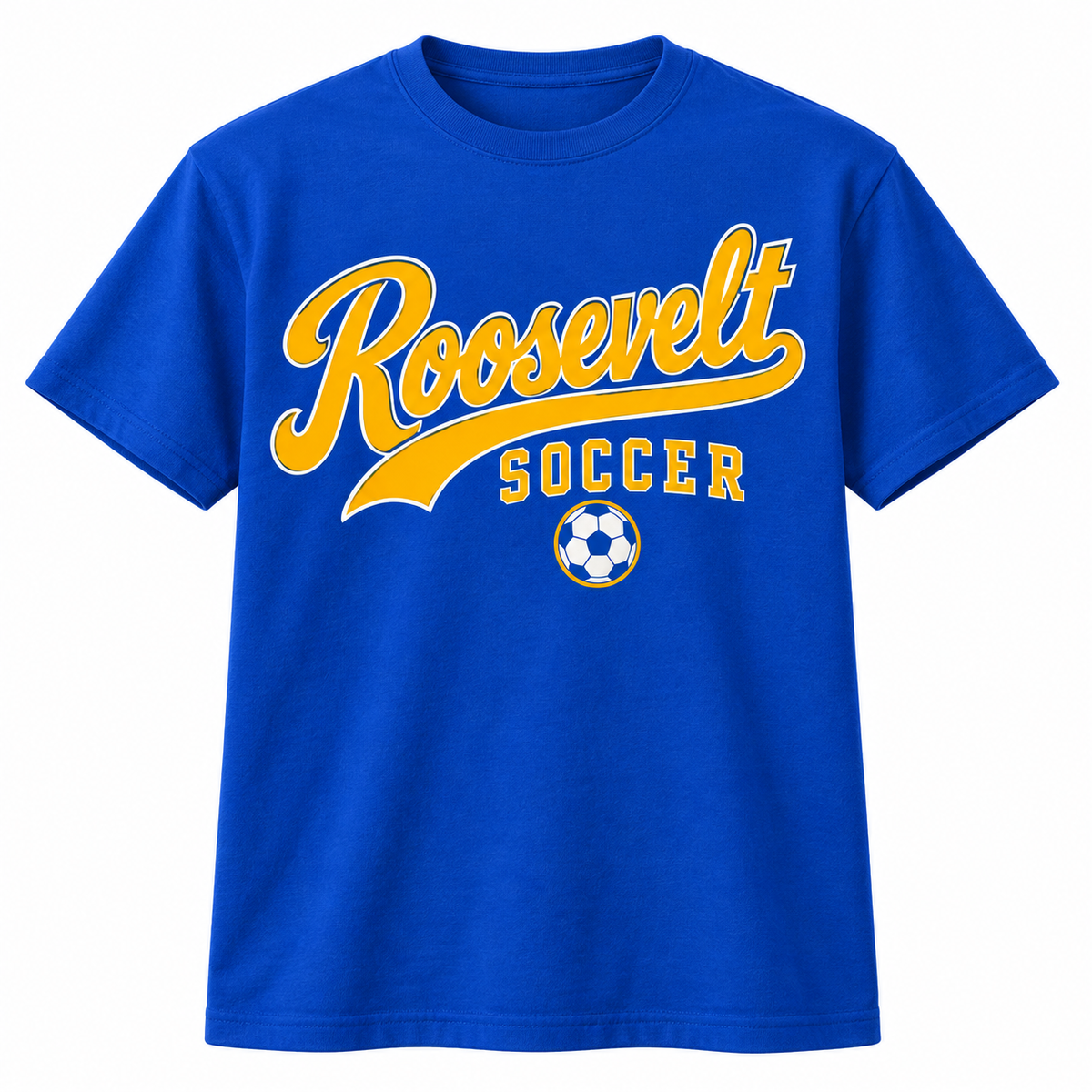 Roosevelt Soccer Youth Signature Script T-Shirt Royal Blue, single product front view