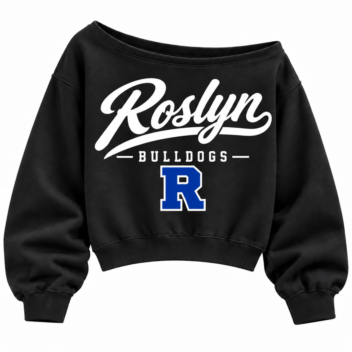 Roslyn Bulldogs off-shoulder sweatshirt in black