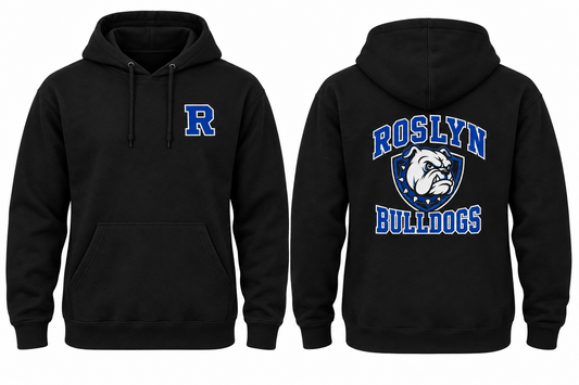 ROSLYN BULLDOGS black hoodie front and back