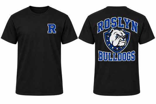 ROSLYN BULLDOGS black tee front and back