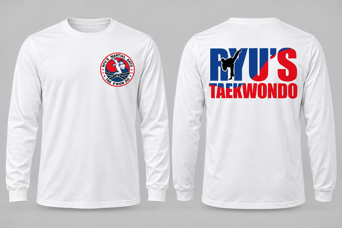 Ryu's Comfort Colors 6014 White long sleeve front and back