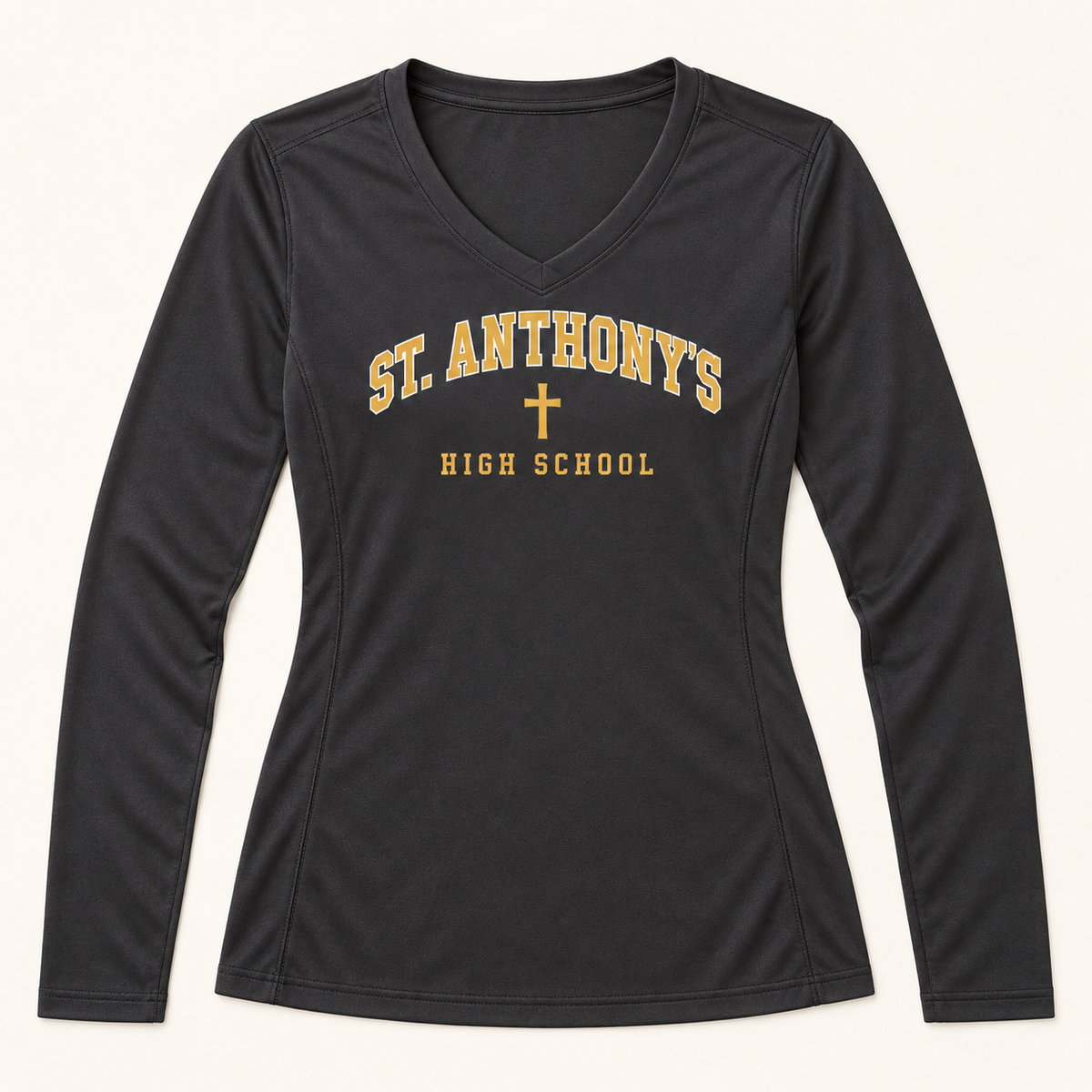 St. Anthony's High School Women's Long-Sleeve Performance V-Neck in Iron Gray