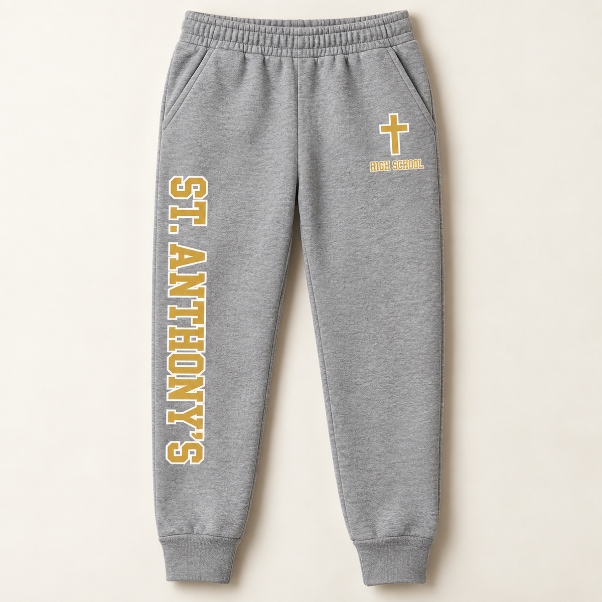 St. Anthony's High School Youth Collegiate Leg-Print Joggers in Heather Gray