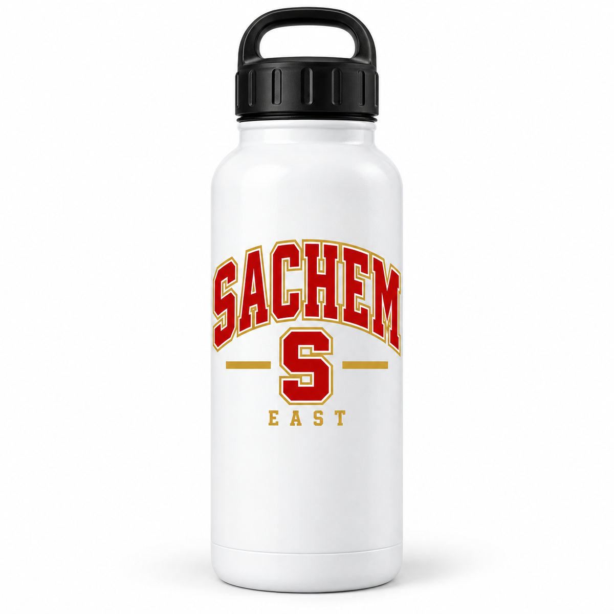 Sachem East Heritage S Water Bottle in White with collegiate lettering