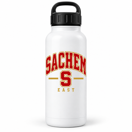 Sachem East Heritage S Water Bottle in White with collegiate lettering