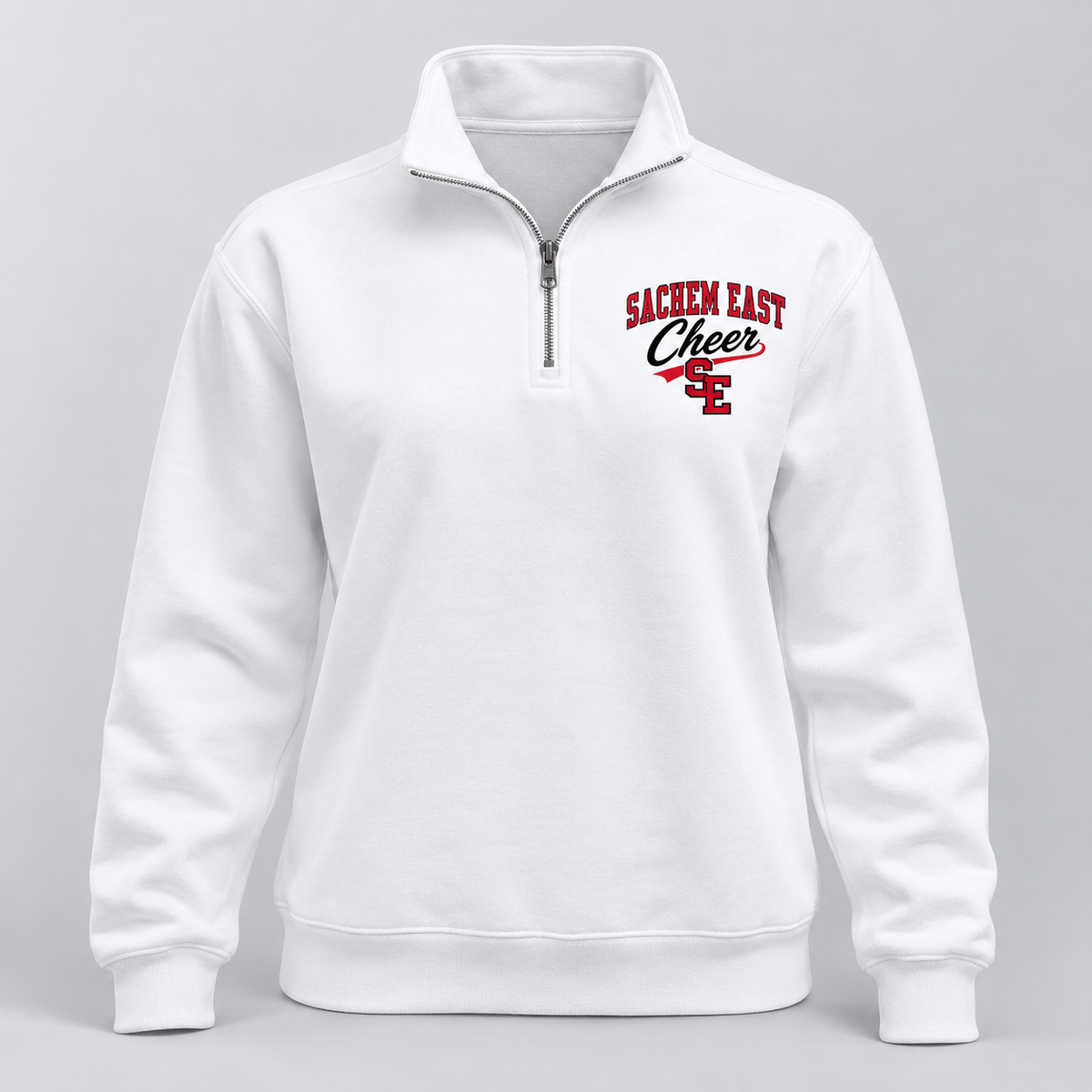 Sachem East Cheer Campus Script Quarter-Zip Pullover product mockup