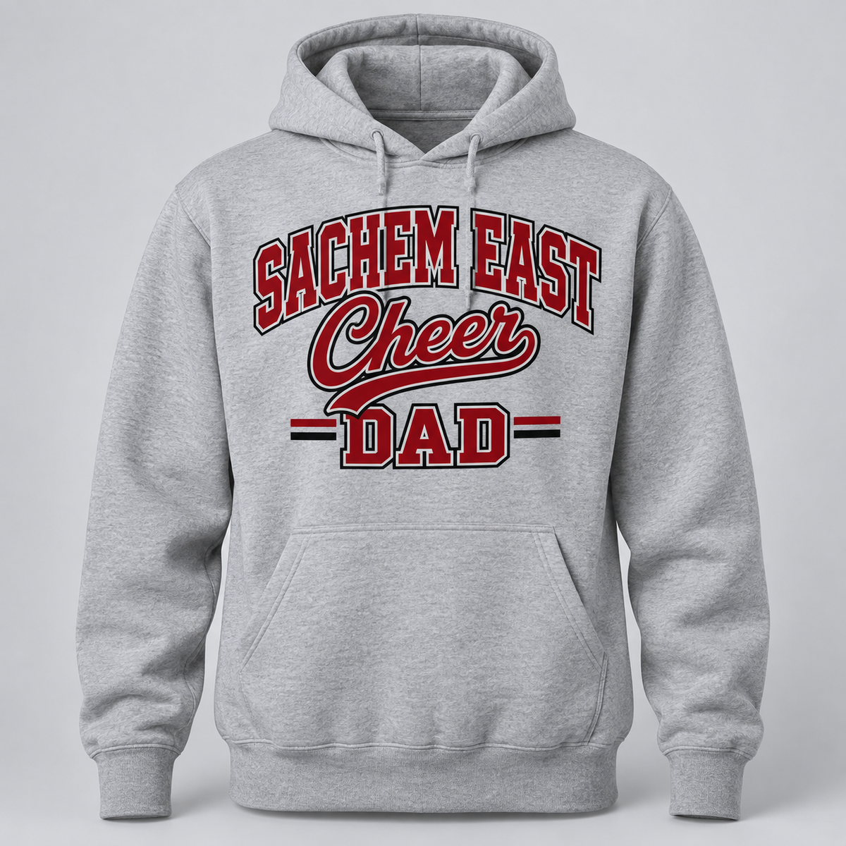 Sachem East Cheer Dad Heritage Script Pullover Hoodie product mockup